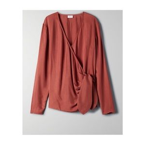 Aritzia blouse burnt Orange brown blouse burnt